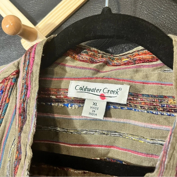Coldwater Creek Tan/Olive Multi Color Embroidered Button Up Size XL - Picture 10 of 12